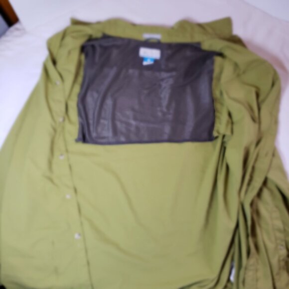 Columbia Insect Blocker Mens Button Down Shirt XL Green Mini Check Long Sleeve - Picture 10 of 12